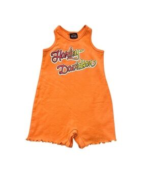 Harley-Davidson Orange Sleeveless Romper Motorcycle Logo 2/3T Round Neck